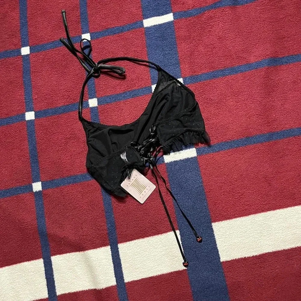 NWT Savage X Fenty Candy Hearts Dotted Mesh Halter Crop cami Bralette XL - Image 2