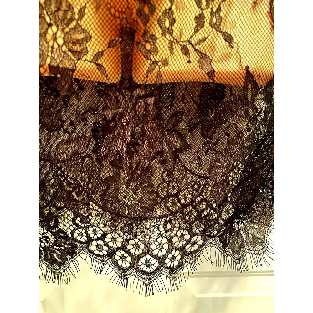 Slinky Black Floral Lacy Babydoll Lingerie with Eyelash Accents S/M Size undefined - Image 6