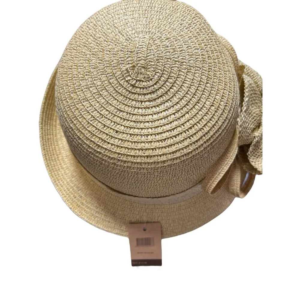 CC Exclusives Straw Hat Flower Bow On Side One Size NEW with Tags - Image 4