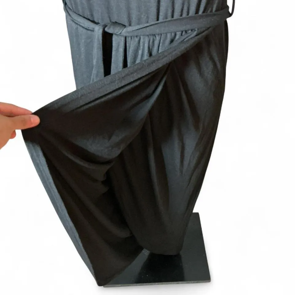 YIDARTON Black Short Sleeve Belted Maxi Dress Women's Size S Casual Wrap Style - Image 3