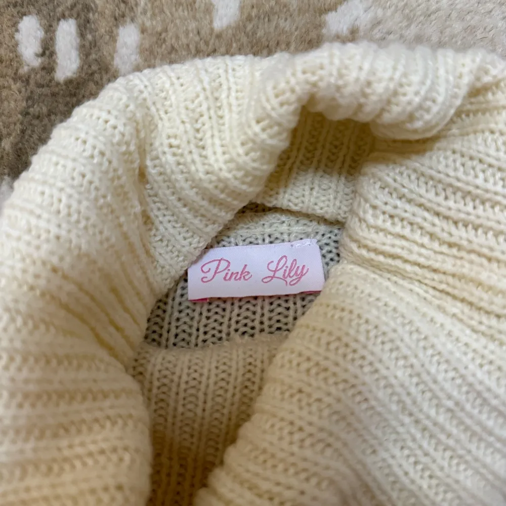 Pink Lily Colorblock Orange cream tan turtleneck sweater women’s size XL - Image 5