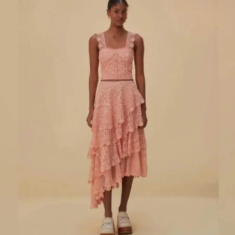 Farm Rio Light Pink Guipure Sleeveless Corset - Image 4