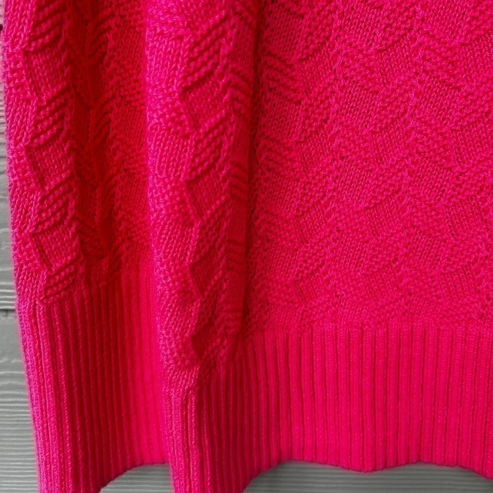 Free assembly cable knit‎ sweater Women’s large hot pink crewneck - Image 2