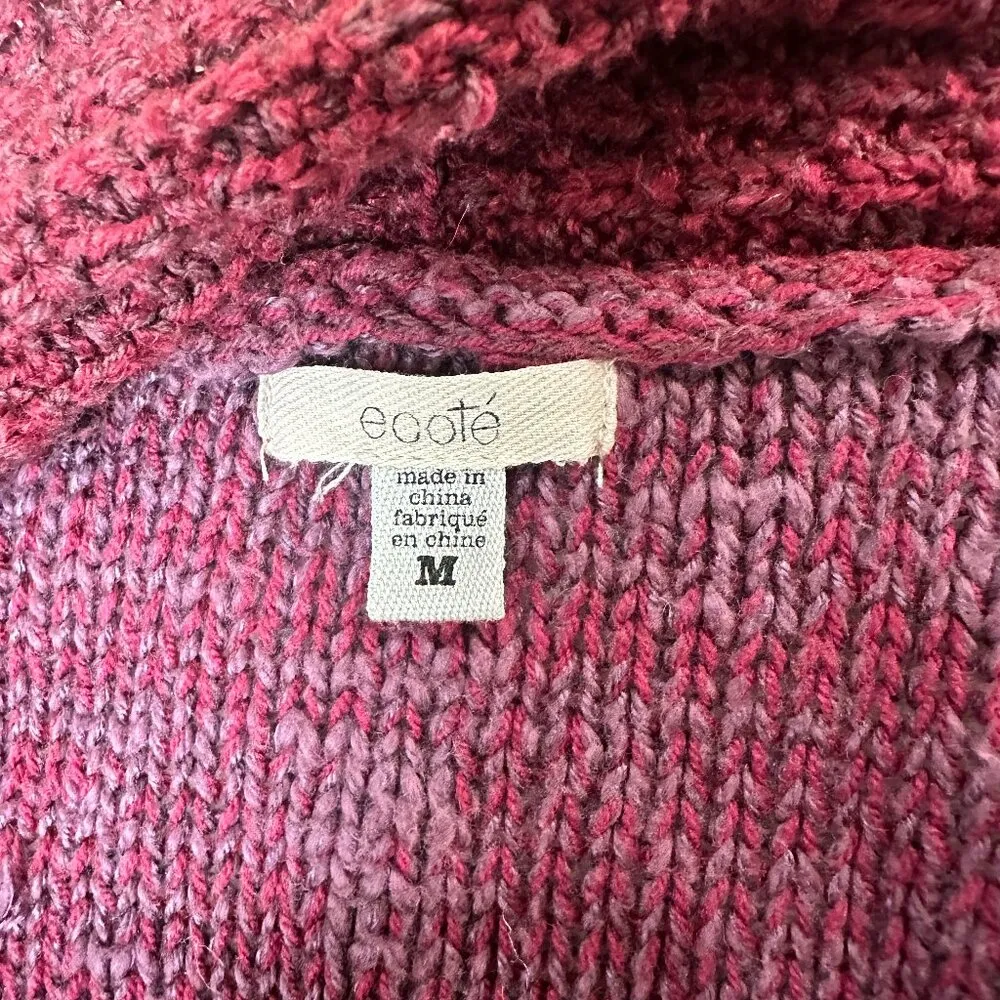 URBAN OUTFITTERS Ecote Patchwork Maroon Open Drap Cardigan Sweater Size Medium - Image 8