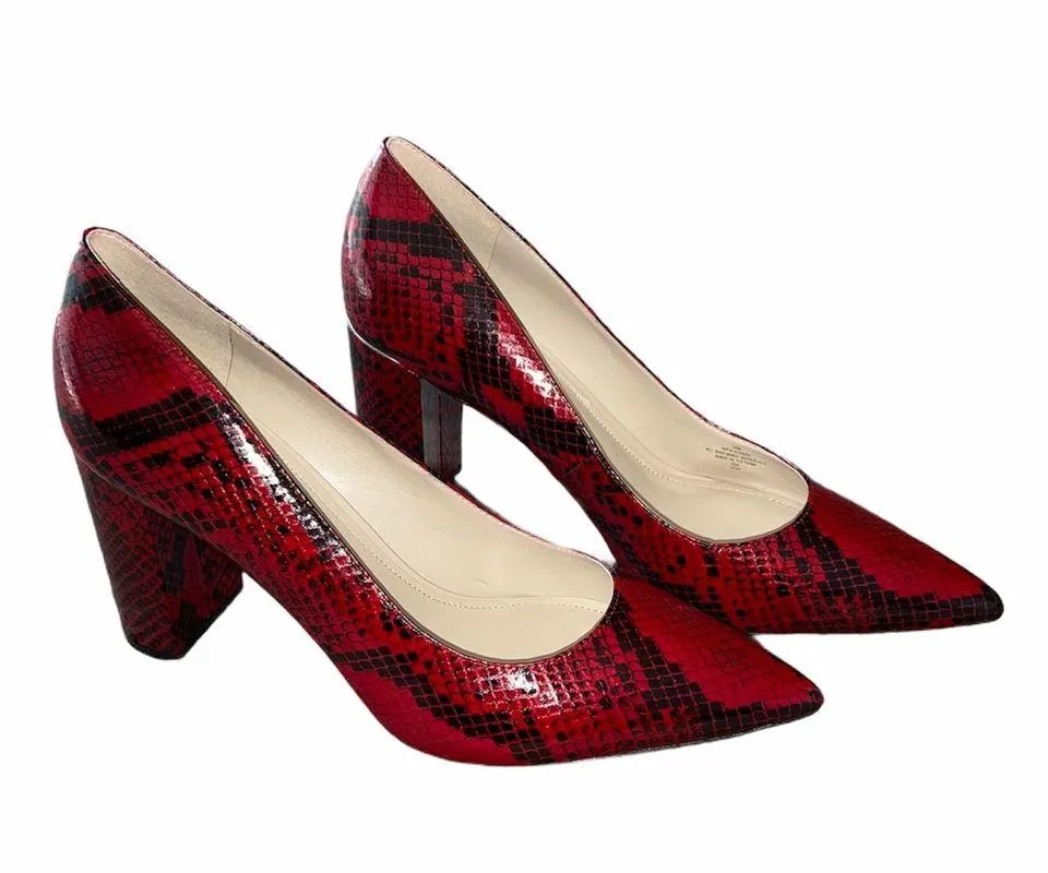 NEW MARC FISHER SNAKE PRINT Pump Heel Sandal Slip On - Image 4