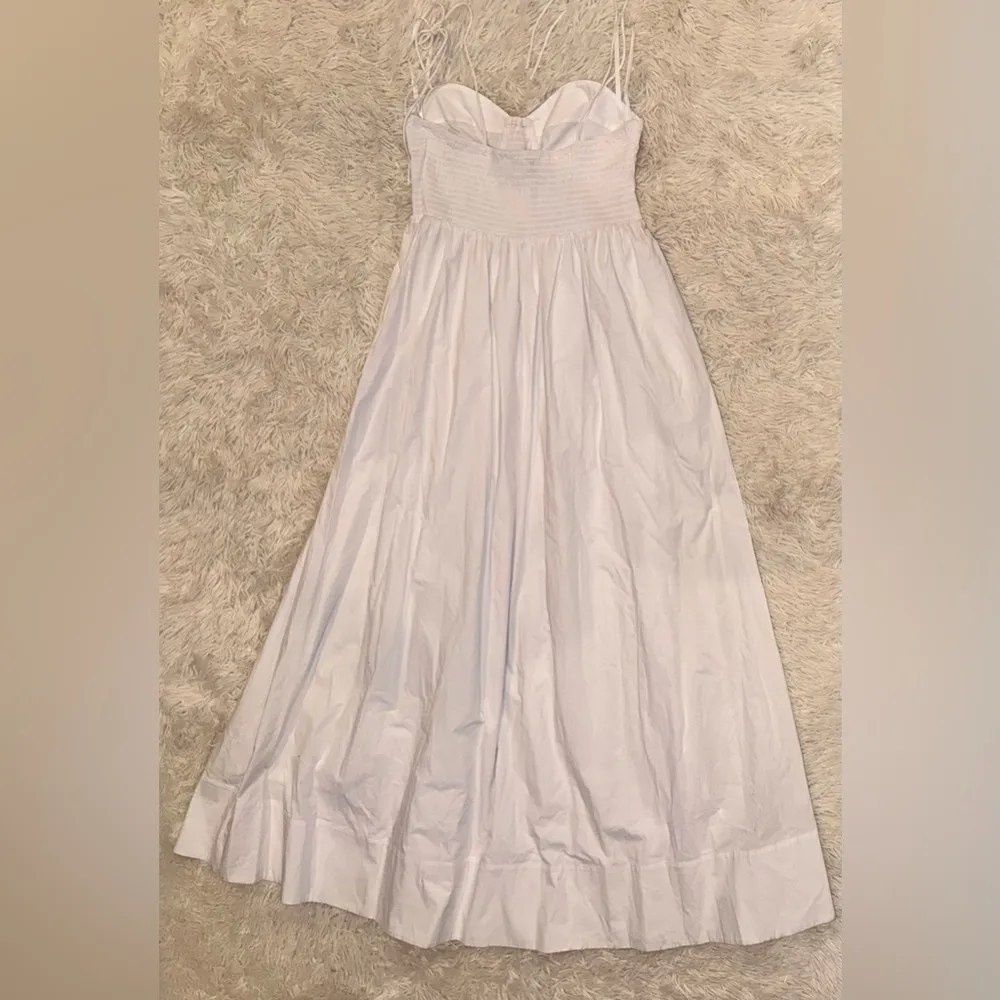 NWOT STAUD Landry Shoulder-Tie Smocked Cotton Maxi White Dress sz L - Image 10