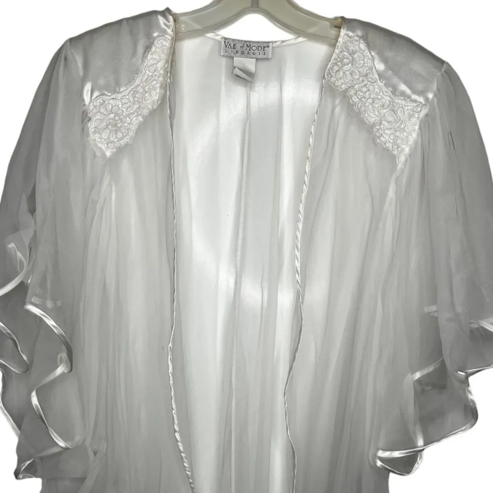 Vintage Val Mode Lingerie Sheer‎ Robe White Size L - Image 2