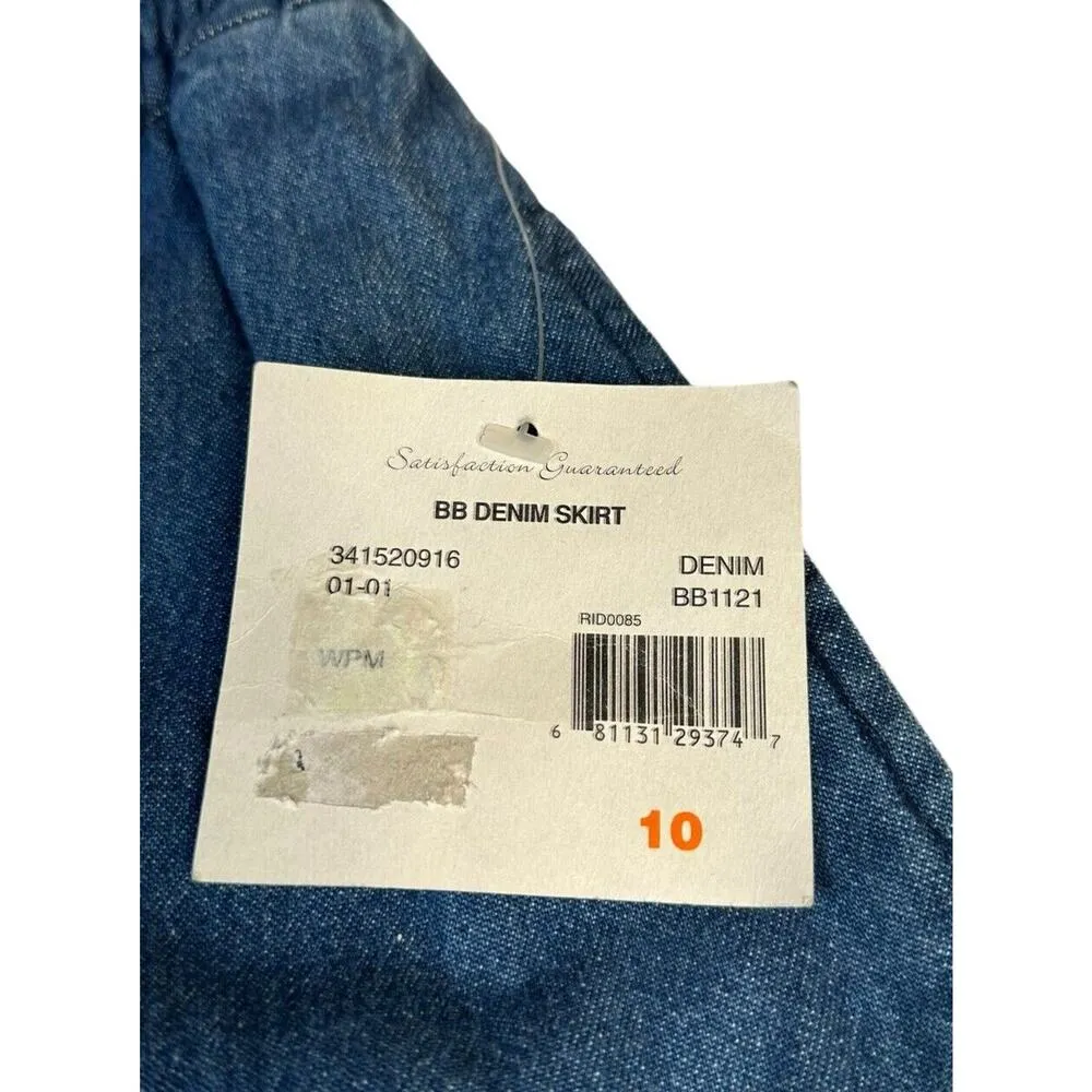 Vtg Bobbie Brooks Ankle Length Denim Jean Skirt Button Front A-Line Pockets 10 - Image 5