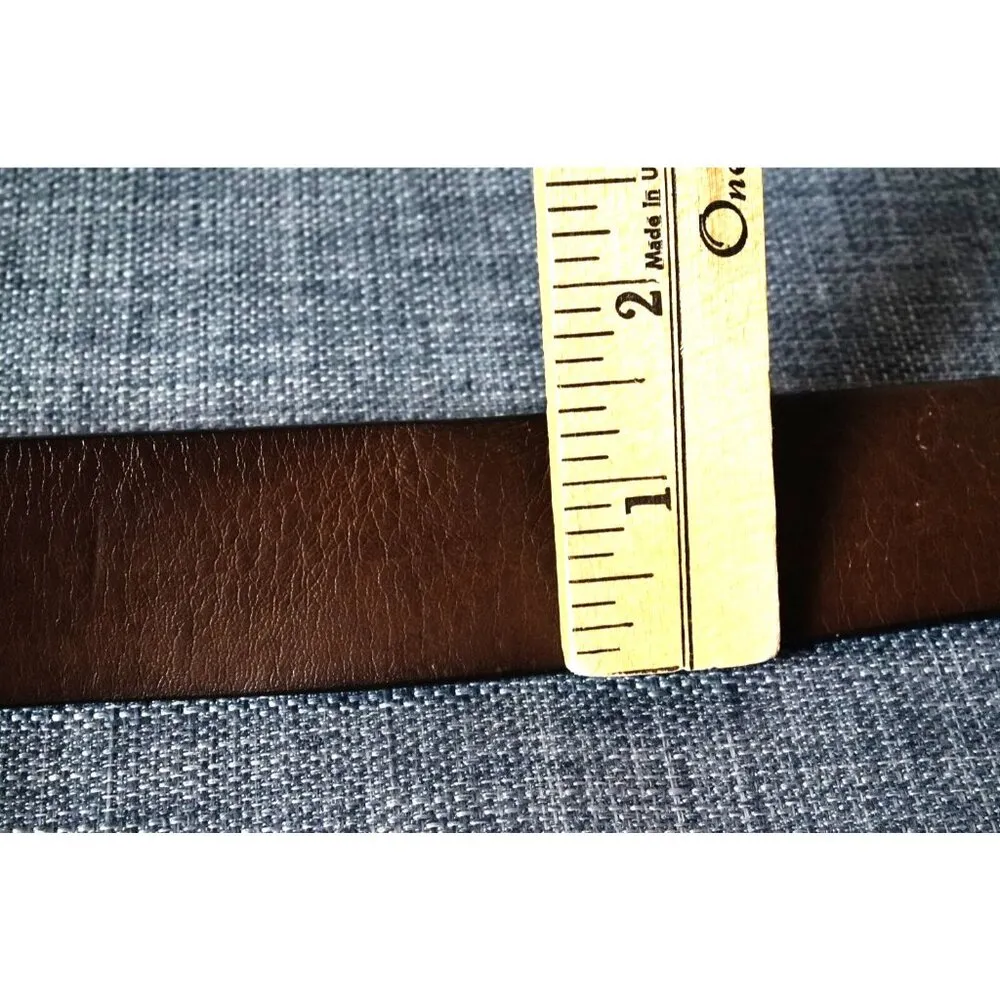 Nine West Skull Buckle Brown Leather Belt Woman's 39 in long - Image 11