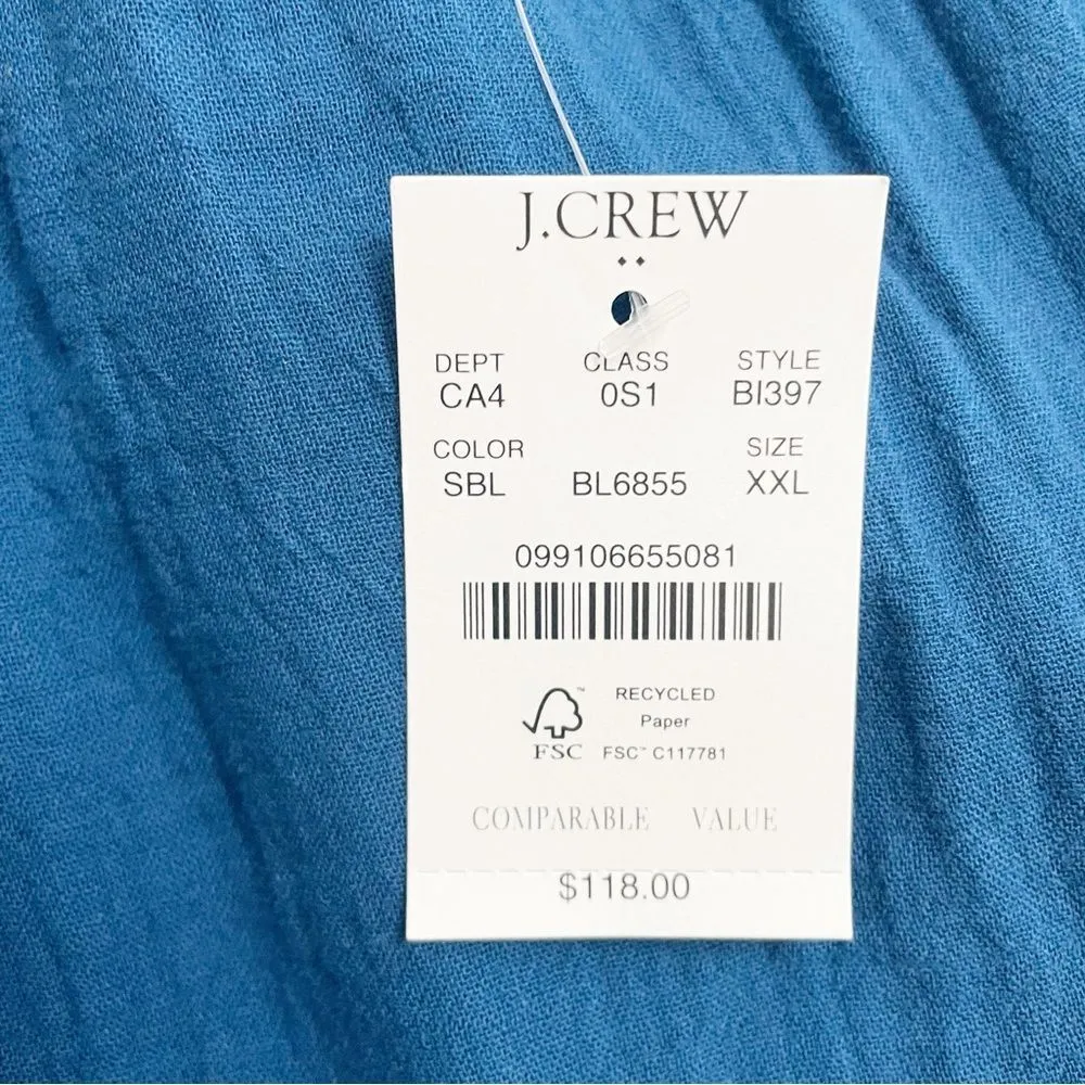 NWT J. Crew Ruffle Strap Gauze Tiered Maxi Dress Teal Blue Size XXL NEW Relaxed - Image 11