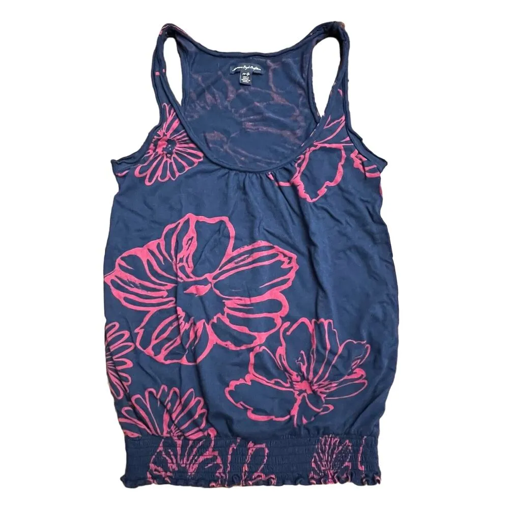 American Eagle Outfitters AE Flowy Boho Sleeveless Floral Blue Red Top XS Petite - Image 2