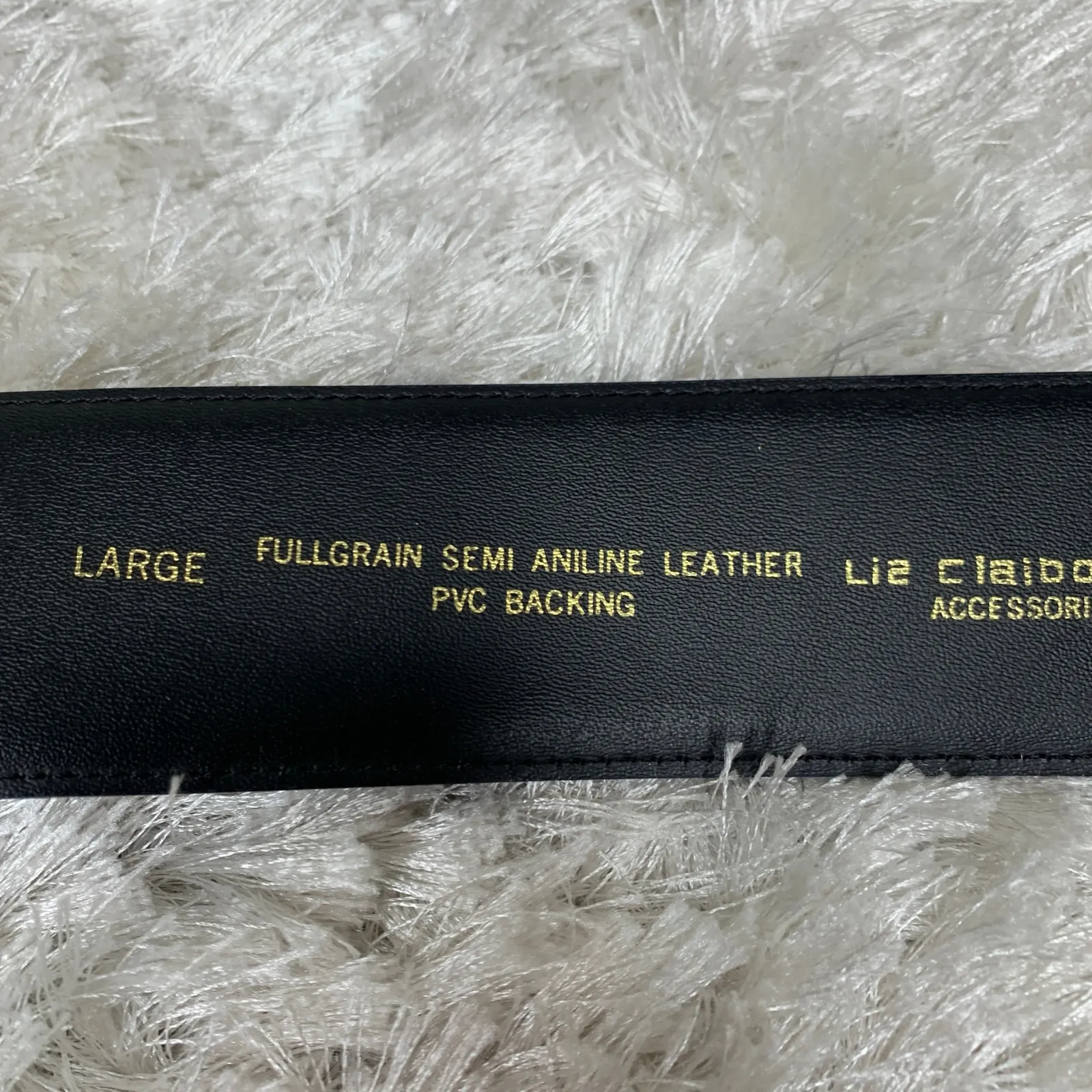 Vintage Navy Blue Leather Belt Embossed Large Brass Buckle Sz Large - Image 5