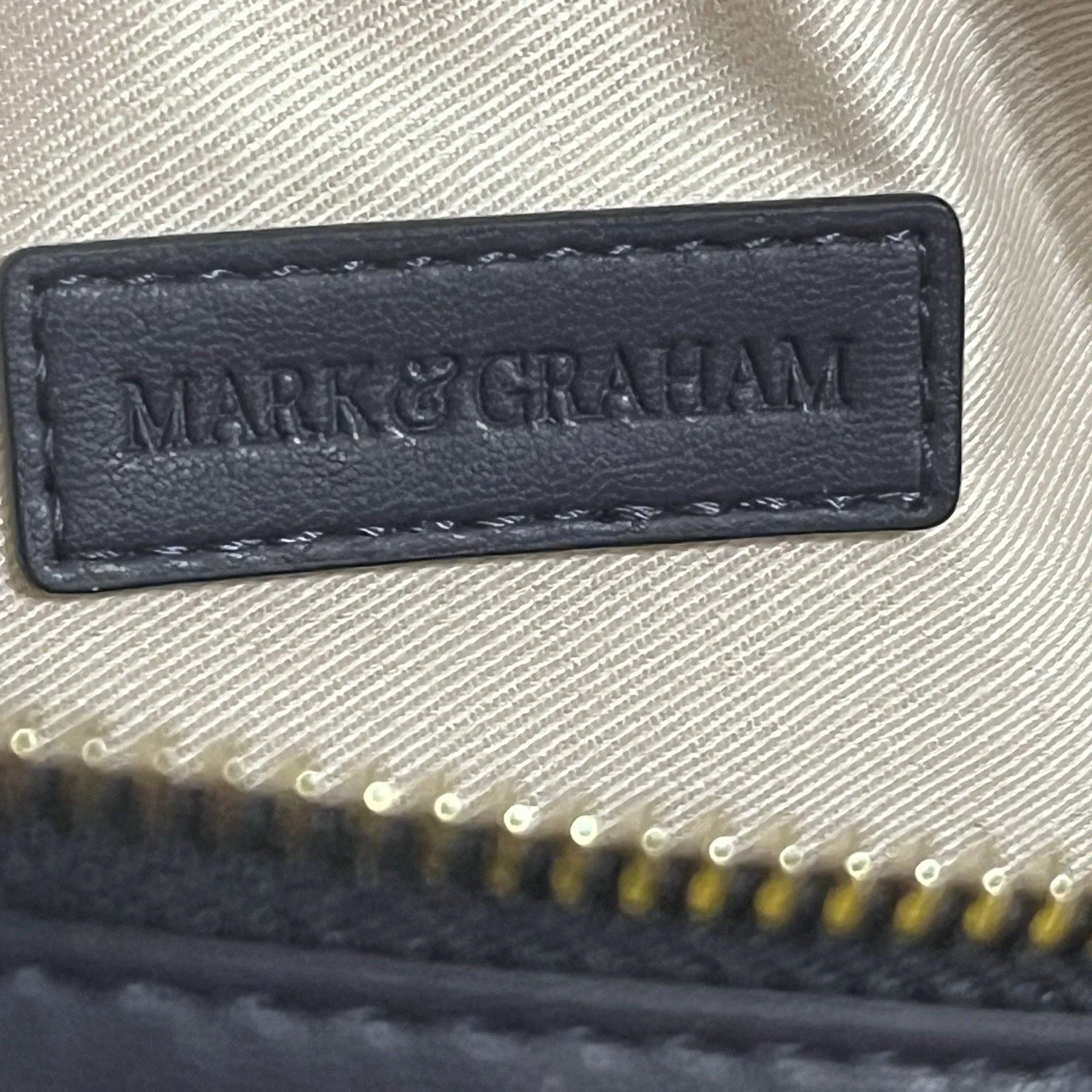 Mark & Graham Navy Pleated Vegan Leather Cosmetic Toiletry Bag Monogram KMN 11x7 Blue - Image 8