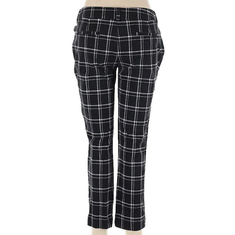 NEW Faded Glory The Parker Stretch Slim Ankle Pants Black White Plaid Size 6 - Image 5