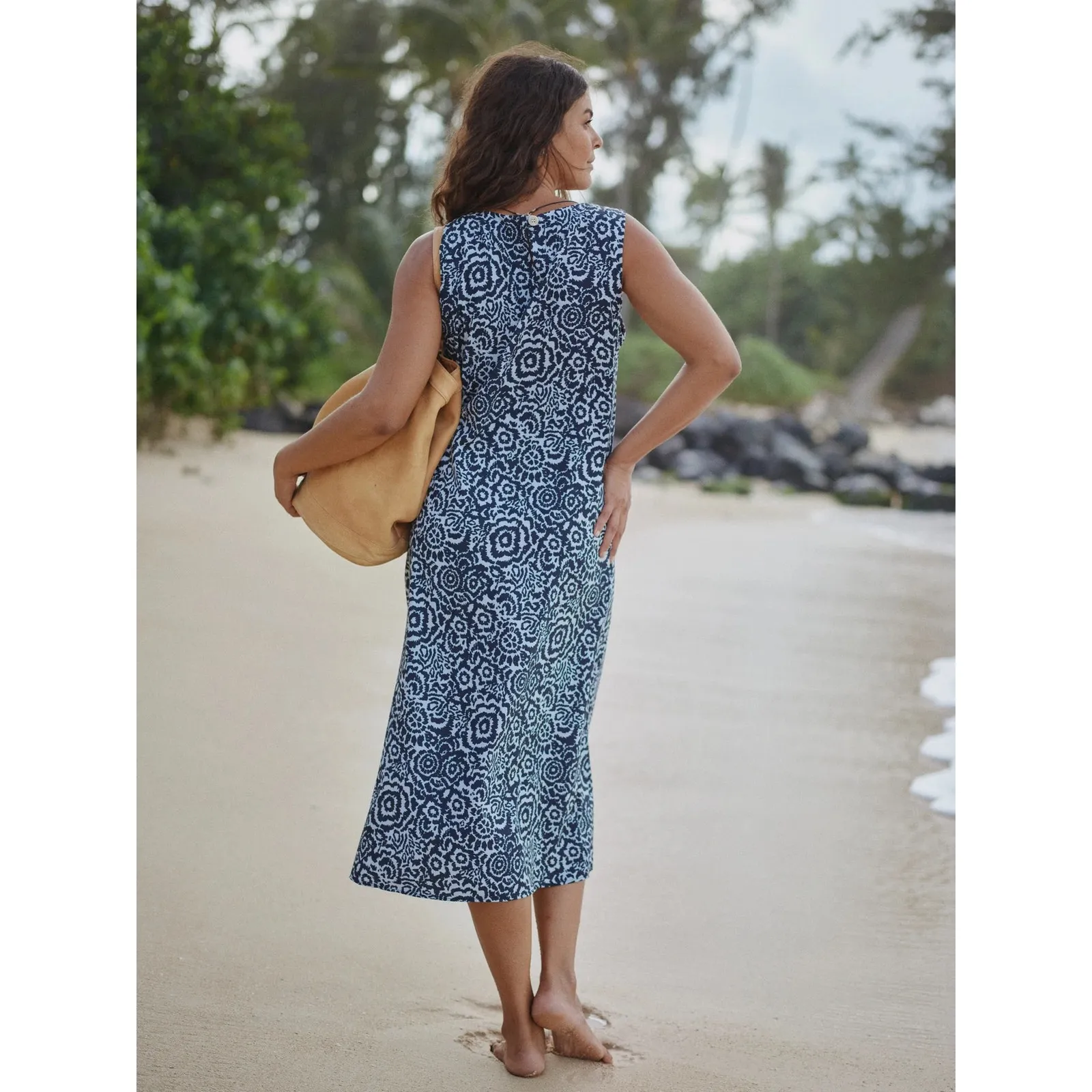 RipSkirt Hawaii Sun Dress Night Blooms XS Pockets Beach Maxi Floral Black Gray - Image 4