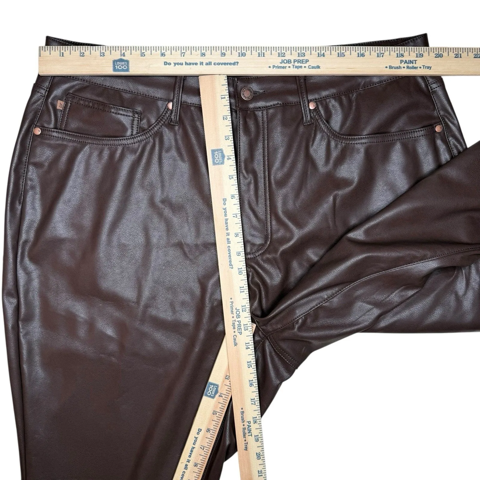 NWOT Judy Blue Faux Leather Tummy Control High Rise Straight 22 W JB88754 Brown - Image 8