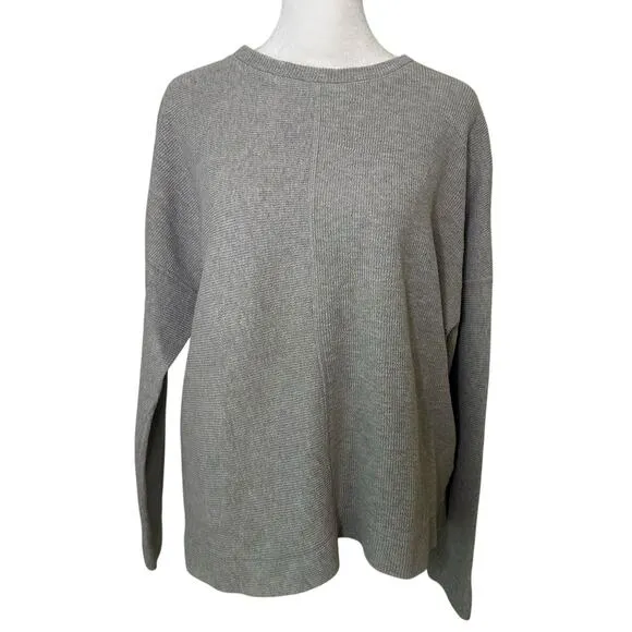 COS light gray ribbed long sleeve cotton top size M - Image 2