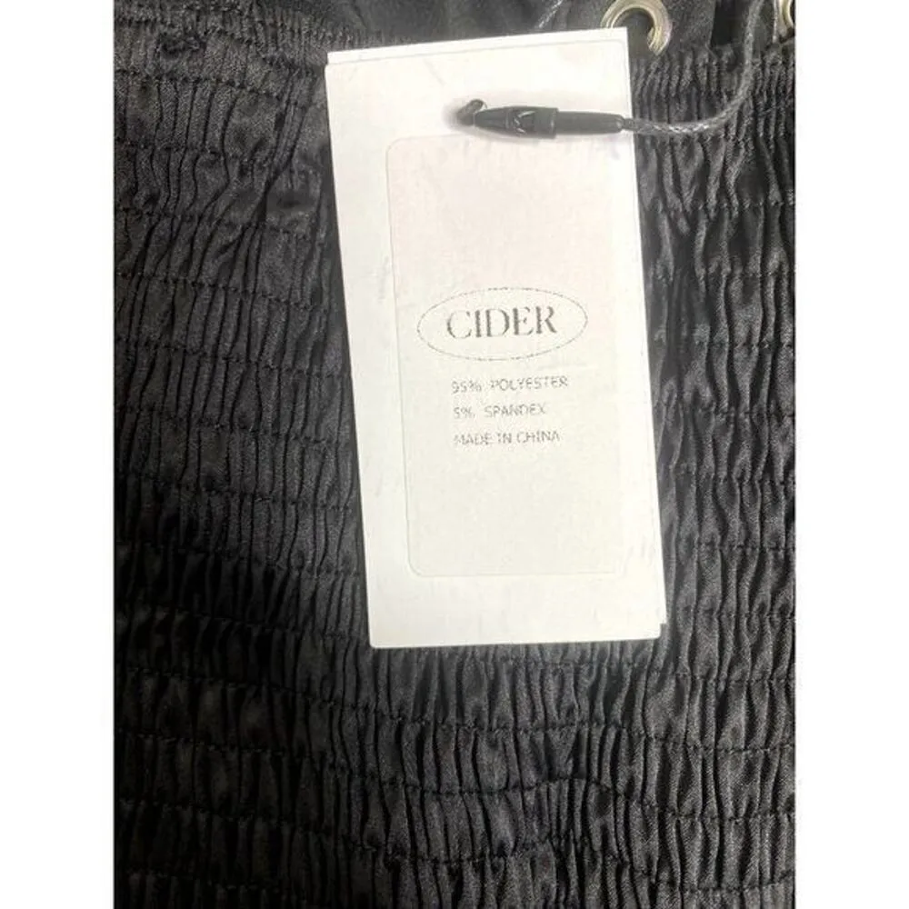 NWT Lace Up Bustier Corset Eyelet Detail Smock Crop Top Adjustable Strap S Black - Image 10