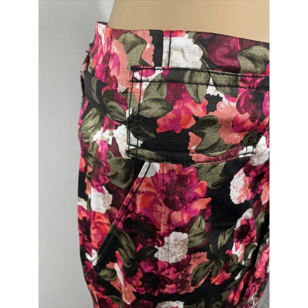 Banana Republic Pencil Skirt Tie Waist Pockets Black Pink Flowers Women’s Size 2 - Image 3