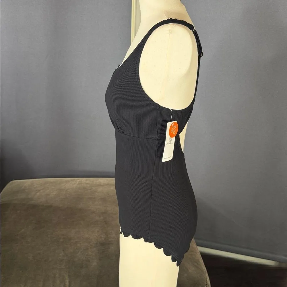 Charmo Women’s Black Scalloped Swimsuit One Piece Square Neck SPF50+ Size M NWT Black Size M - Image 5