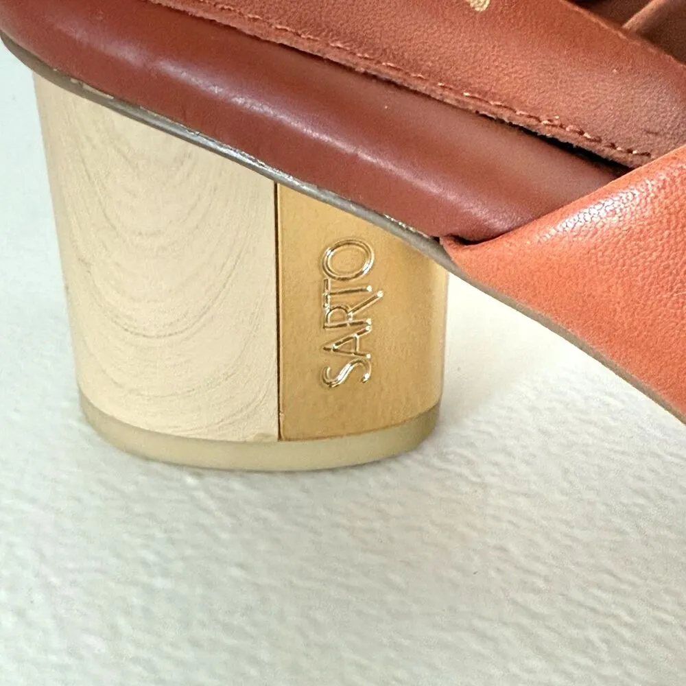 HEELS‎ SARTO GOLDIE RUST LEATHER TOE HOLDER 8 ANTHROPOLOGIE marron brown - Image 3