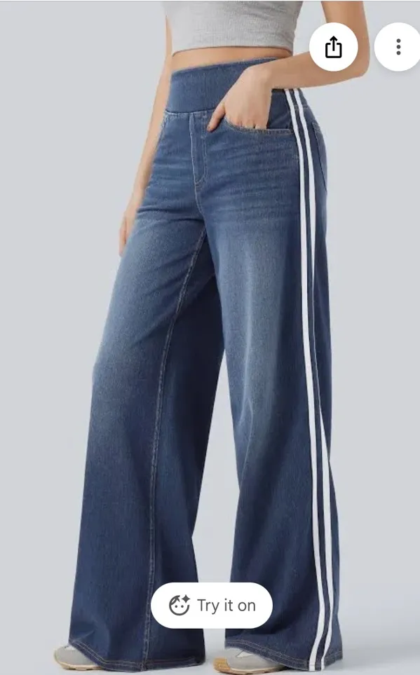 HALARA flex high waisted Stripe Wide Leg Jeans. Size M. 4 way stretch - Image 1