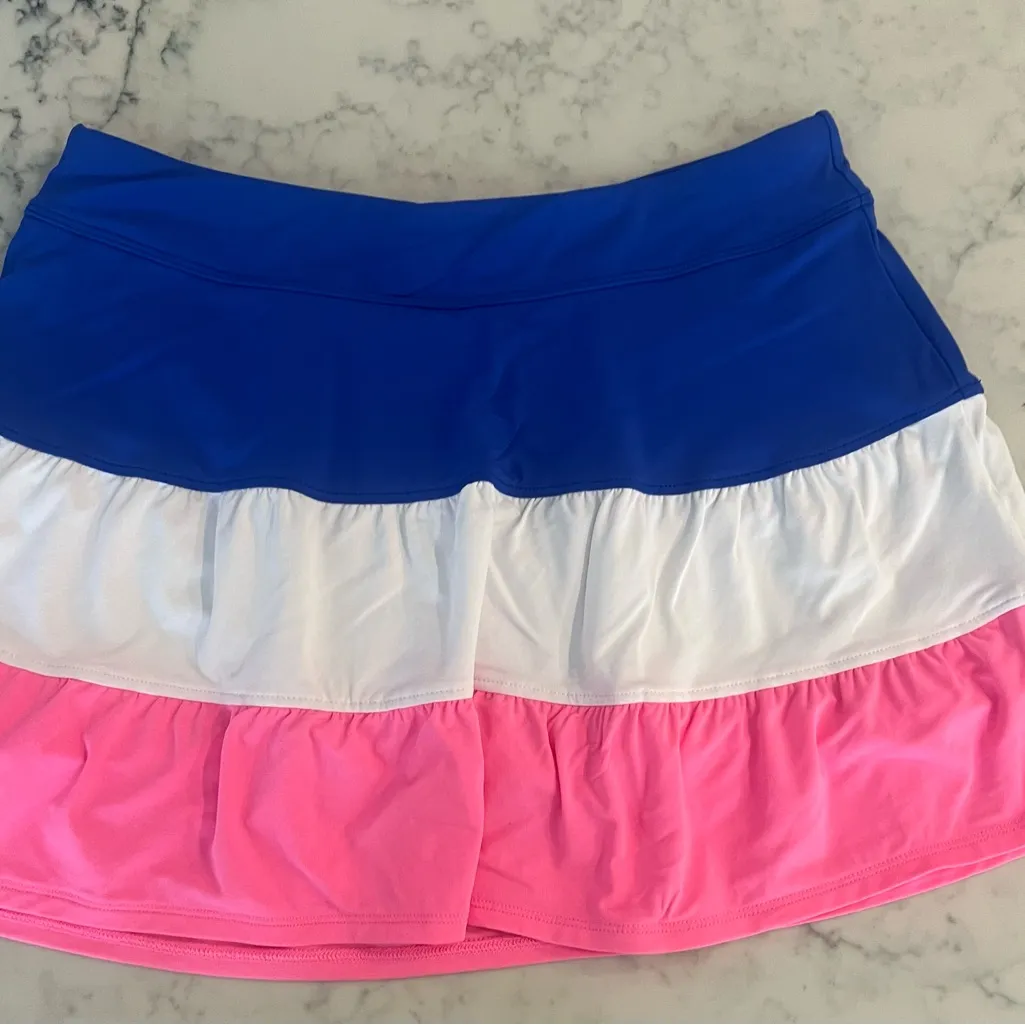 Lilly Pulitzer skort Peachy Blue Grotto Colorblock Luxletic Small UPF 50+ EUC - Image 4