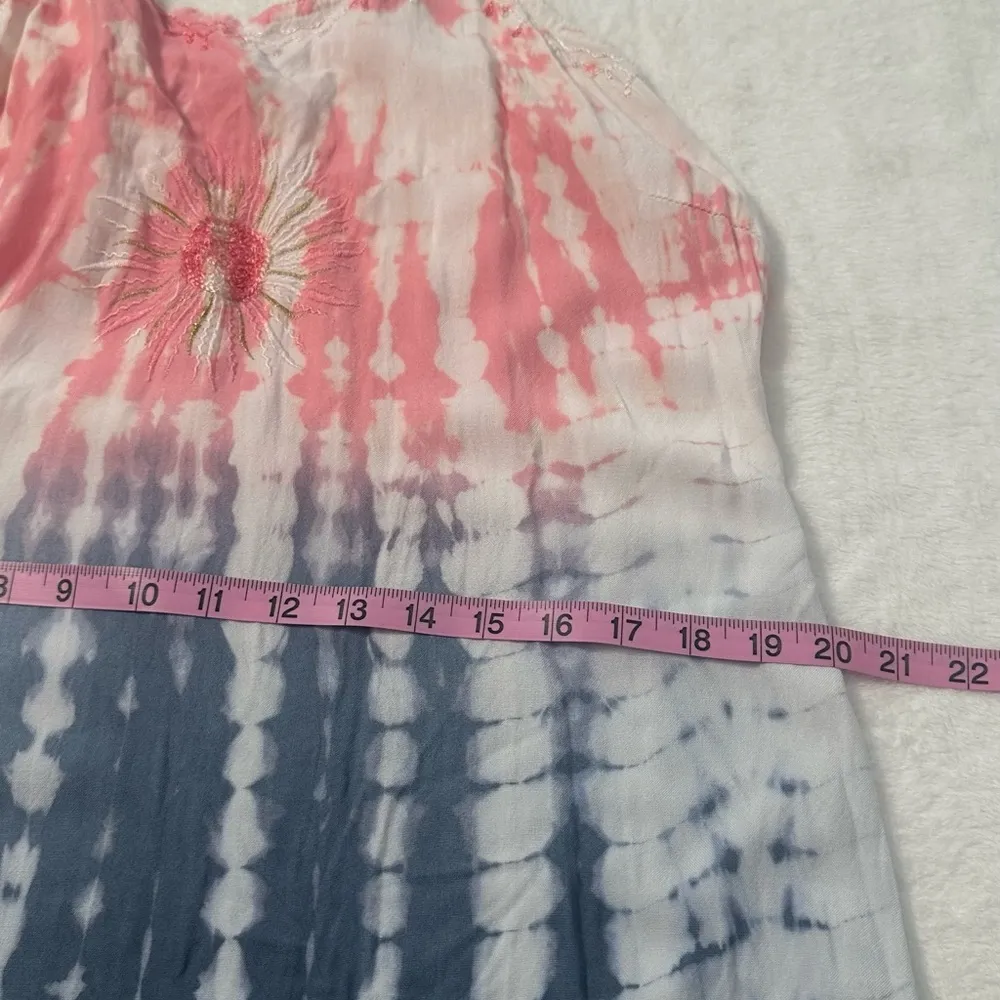 Raya Sun Tie Dye Beachy BOHO Tank Pink and Gray Sleeveless Mini Sundress - Image 3