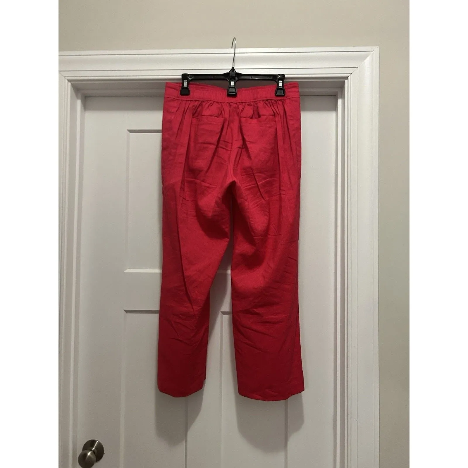 Cartonnier Anthropologie Linen Blend Crop Wide-Leg Pant Pull-On Pink Size Small - Image 8