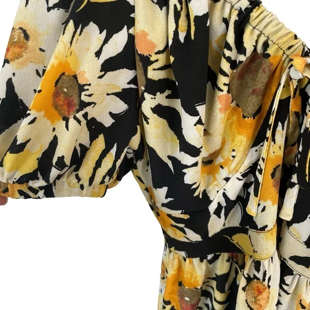 Donna Morgan NWT Black Sunflower Mini Dress Fit & Flare - Image 4