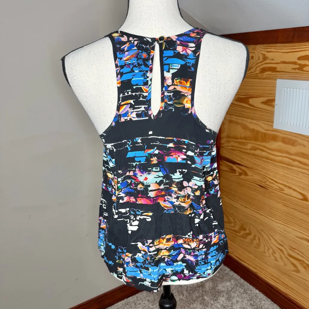Yumi Kim Zama 100% Silk Tank Top Small S Multicolor Floral Keyhole Sleeveless - Image 2