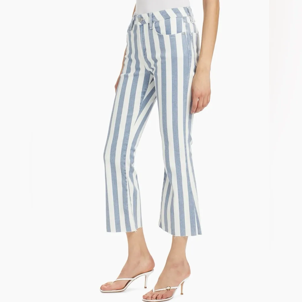 NWT Frame Le Crop Striped High-Rise Cropped Boot-Cut Jeans - Image 3