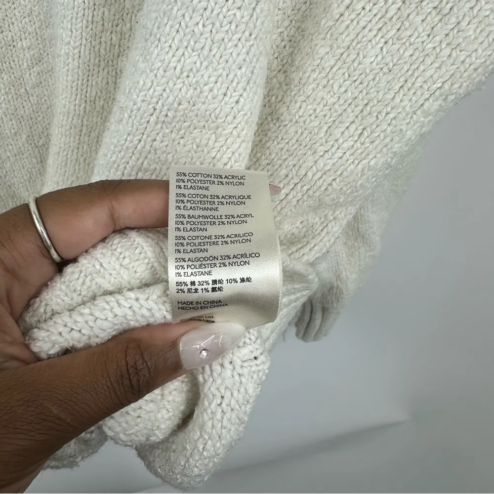 Free People Cream V Neck Sweater Size Medium Boho - Image 7