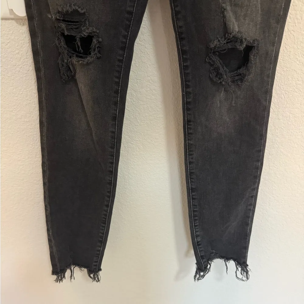 Joe's Jeans The Charlie High Rise Skinny Ankle Distressed Black Denim Size 27 - Image 6