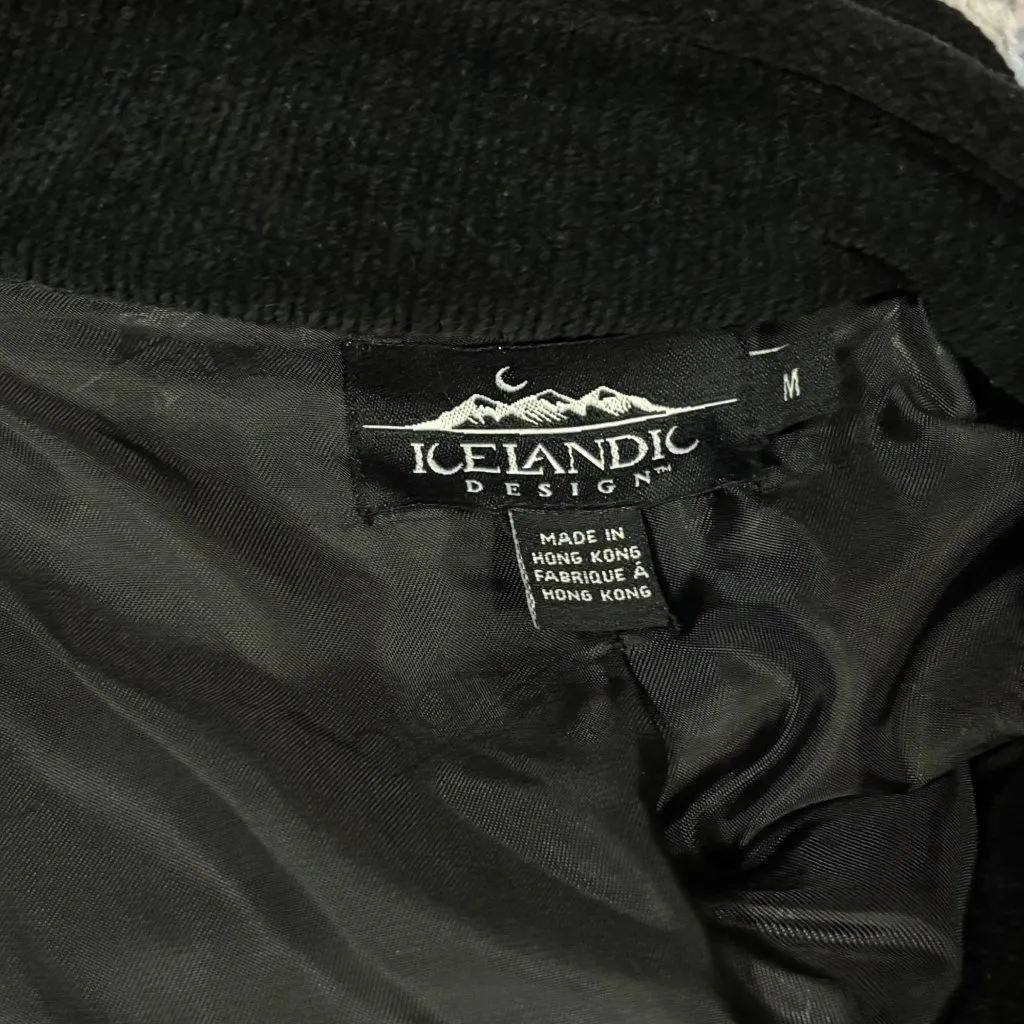 Vintage Icelandic Design Wool Blend Cardigan Sweater Jacket Lined Size M Green Size M - Image 9