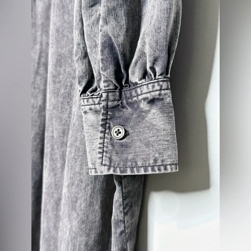 Rails Adele Black Acid Wash Denim Tie Waist Shirt Dress Size L - Image 11