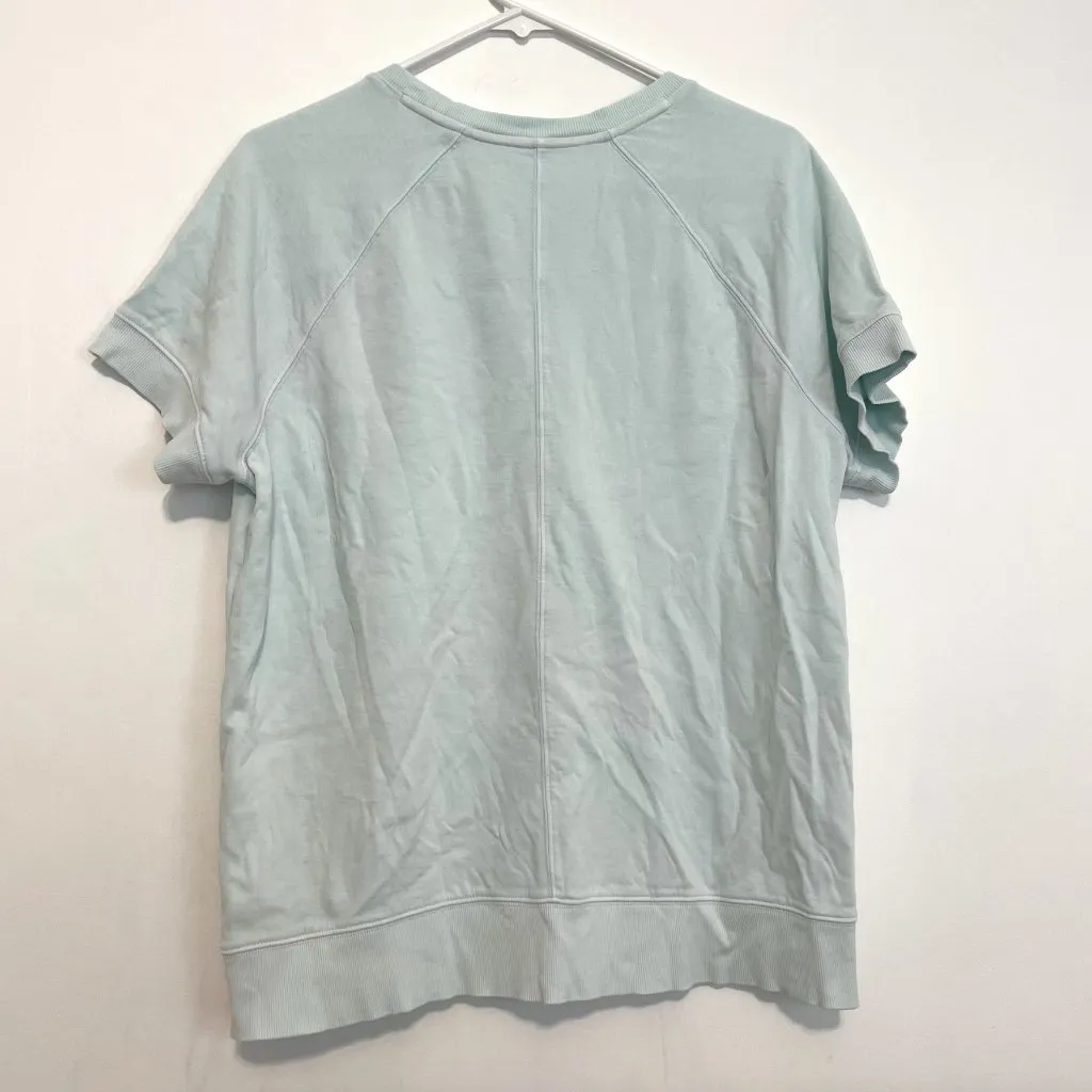 ATHLETA Sundown Sweatshirt Tee Pastel Blue Short Sleeve Cotton Pullover Crewneck - Image 15