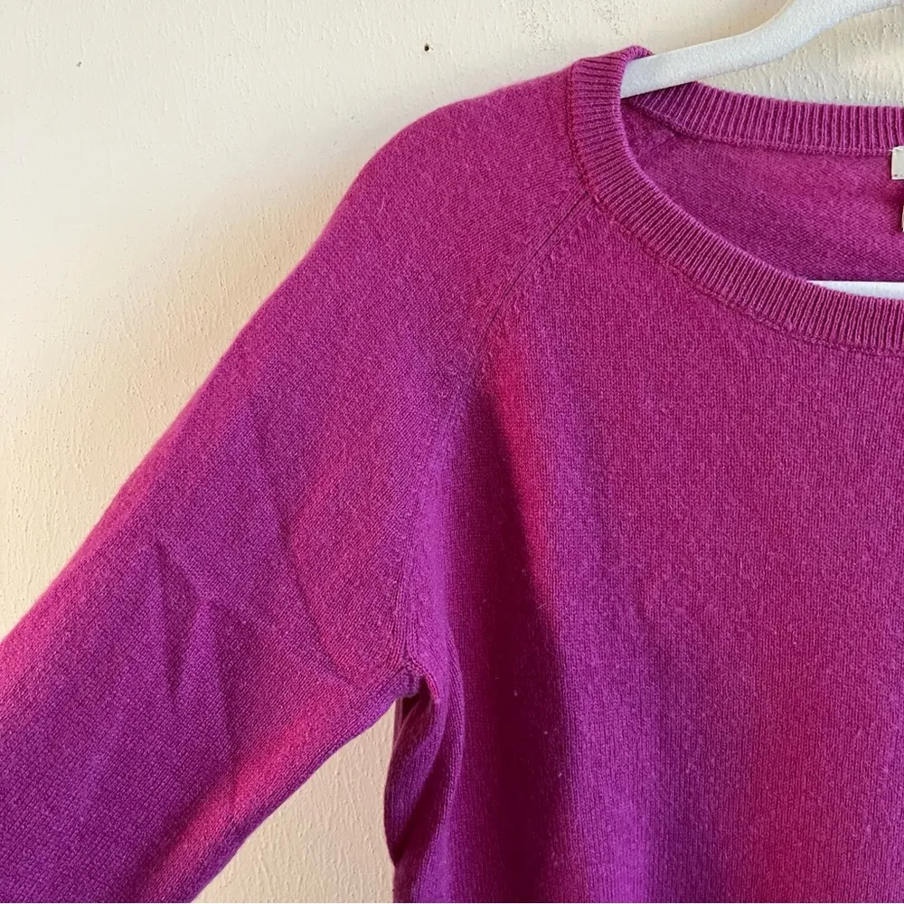 Halogen Sweater Bright Pink-Purple (Fuchsia) Cashmere Crew Neck Knit Sz M GUC - Image 4