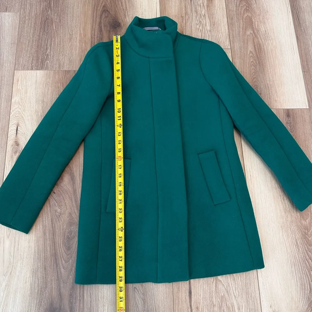 J. Crew Factory Stadium Cocoon Coat Wool Green/Emerald Size 00 - Image 11