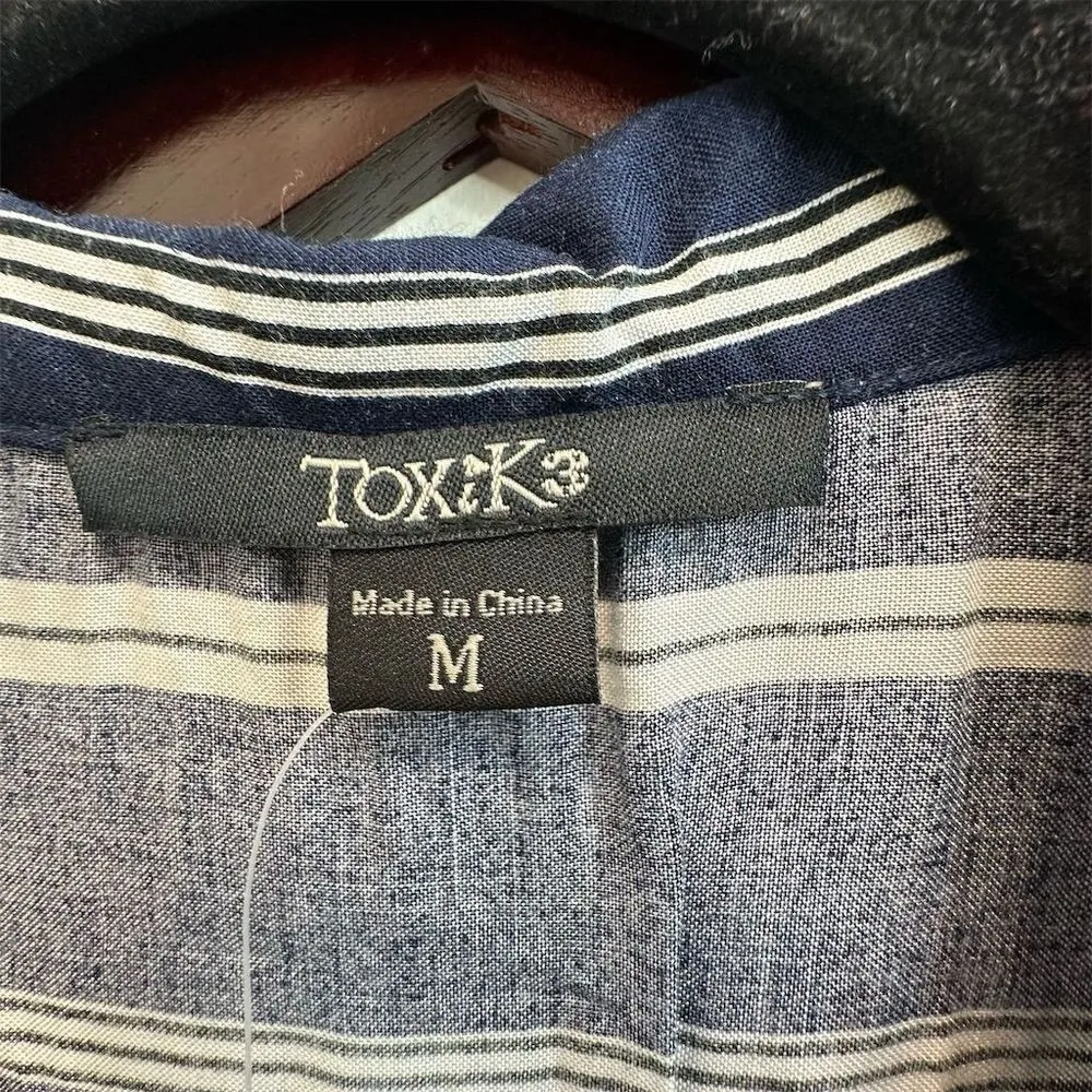 NWOT Toxik3 Women's Striped Jumpsuit Sz M Multicolor Belted‎ Waist Casual V - Image 3