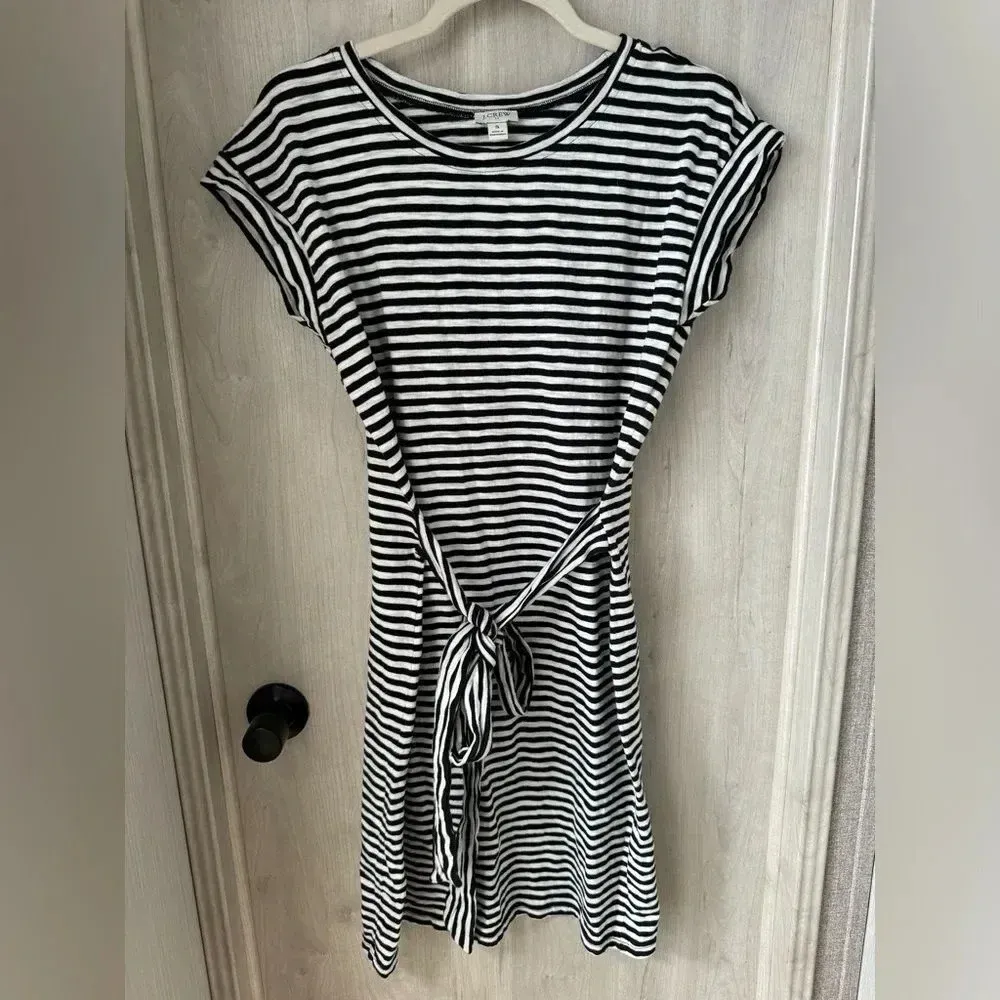 JCrew Striped Black and White Shortsleeved‎ 100% Cotton Dress - Image 8