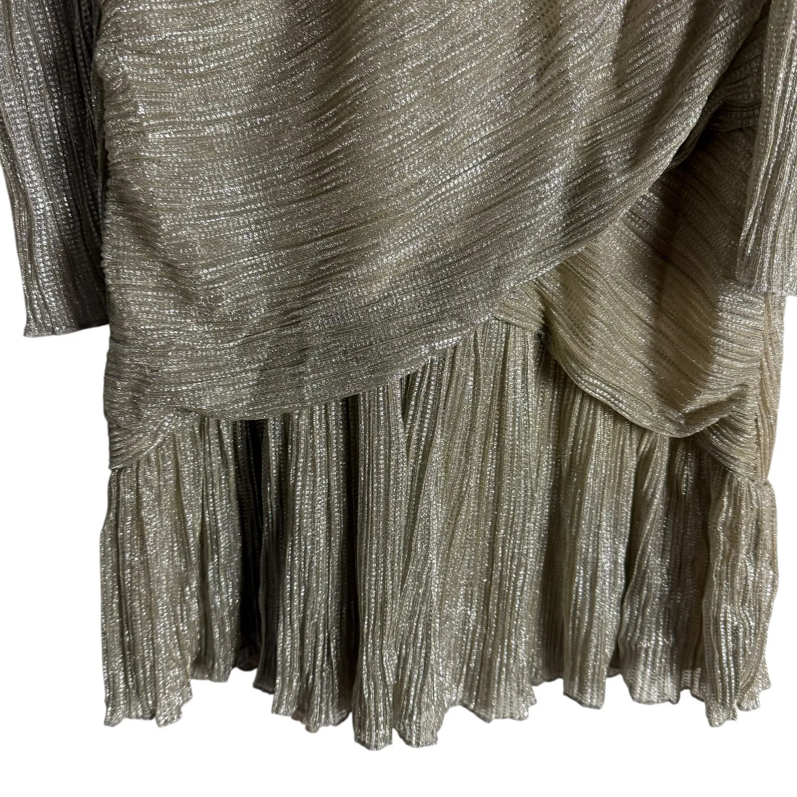 Saylor Saydee Platinum Pleated Long Sleeve Ruched Cocktail Party Mini Dress M - Image 10