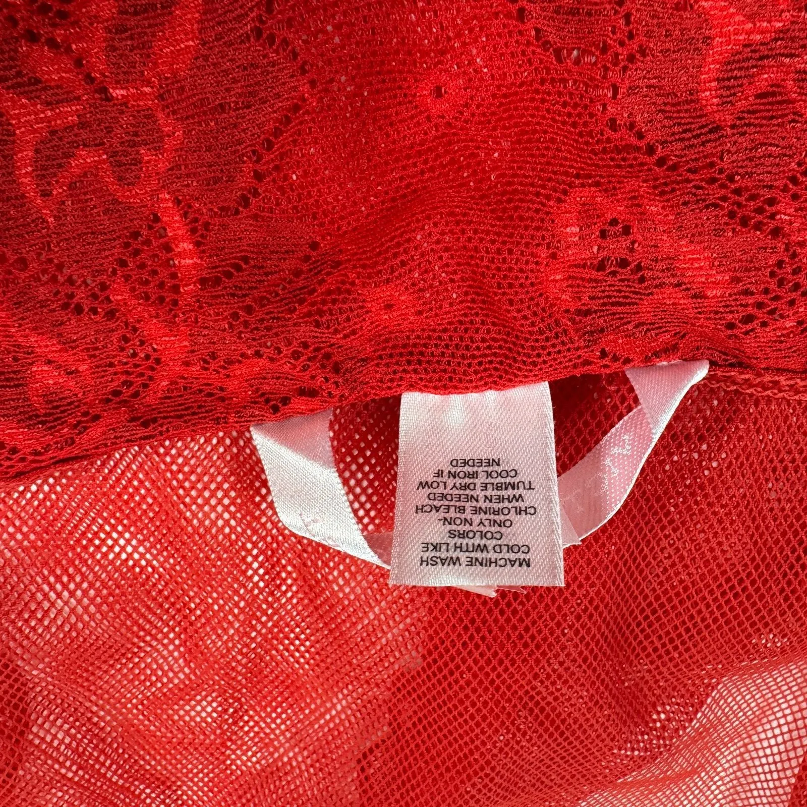 Victoria's Secret Red Lace Halter Mesh Babydoll Chemise Sz Small‎ Sheer 2006 Y2K - Image 7