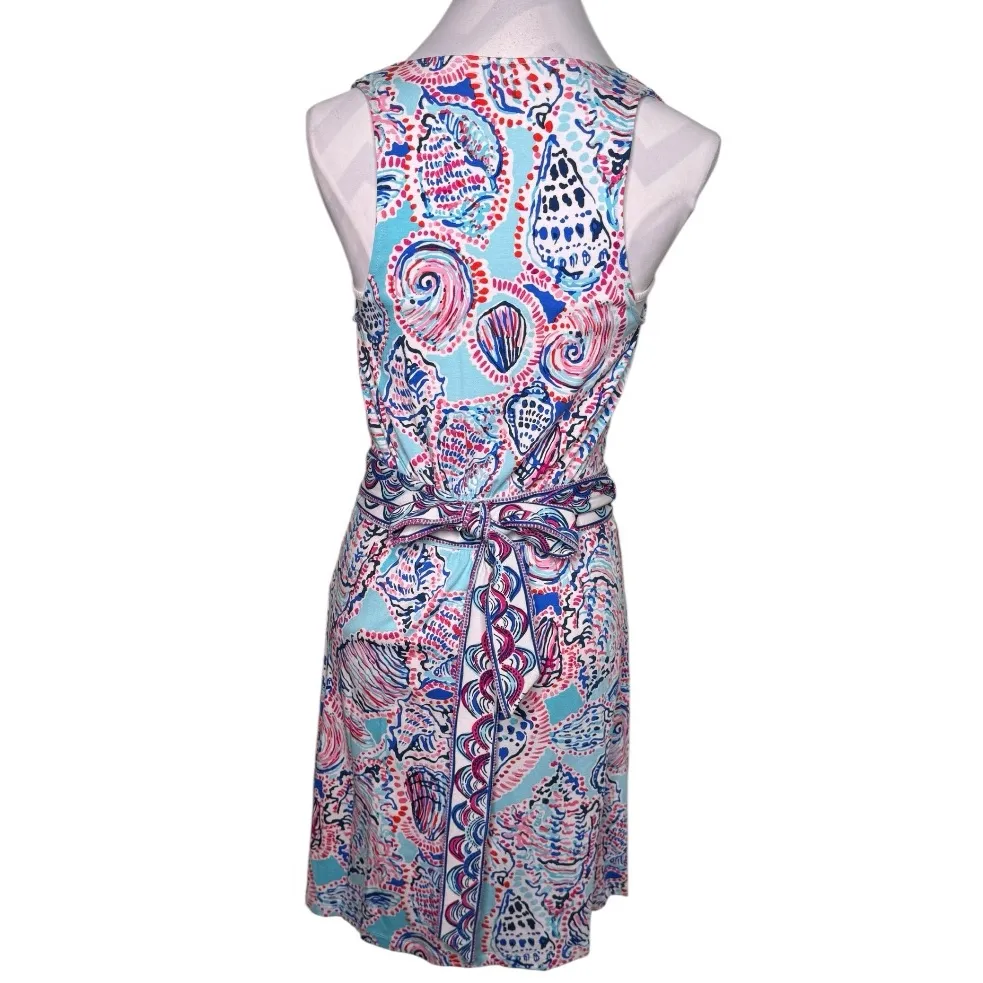 Lilly Pulitzer Bellina Womens Small Wrap Seashell Print V Neck Sleeveless Dress - Image 3