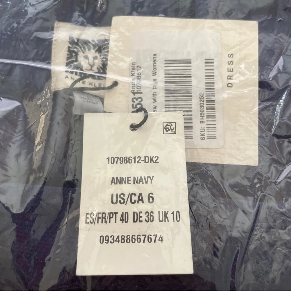 New! ANNE KLEIN Womens Navy Bow Front Short Sleeve Above The Knee Shift Dress 6 - Image 4