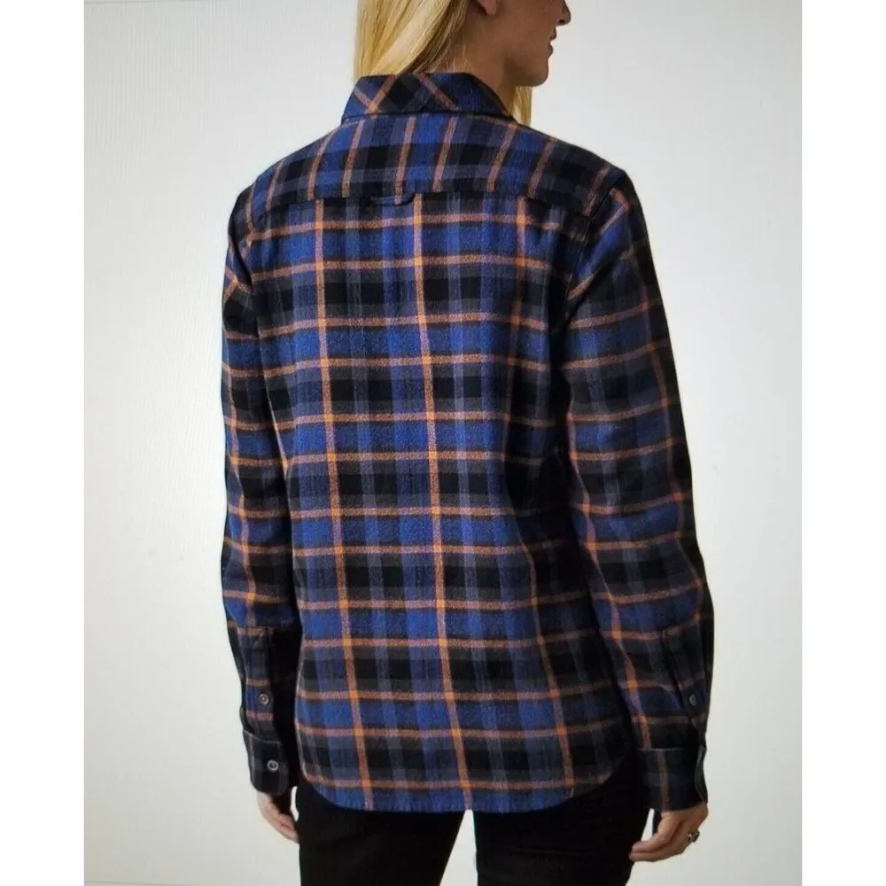 PRANA Women's Golden Canyon Flannel Shirt 100% Organic Cotton Rich Sapphire Sz S - Image 2