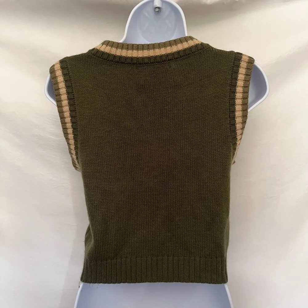 Say What? Y2K Argyle Crop Sweater Womens Vest Sz S Preppy Academia Knit Retro - Image 6