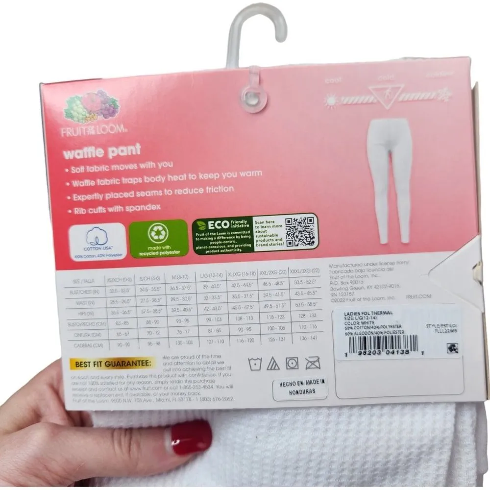 Fruit of the Loom EverSoft Women's Waffle Crew Shirt Size Large 12-14 White NEW - Image 8