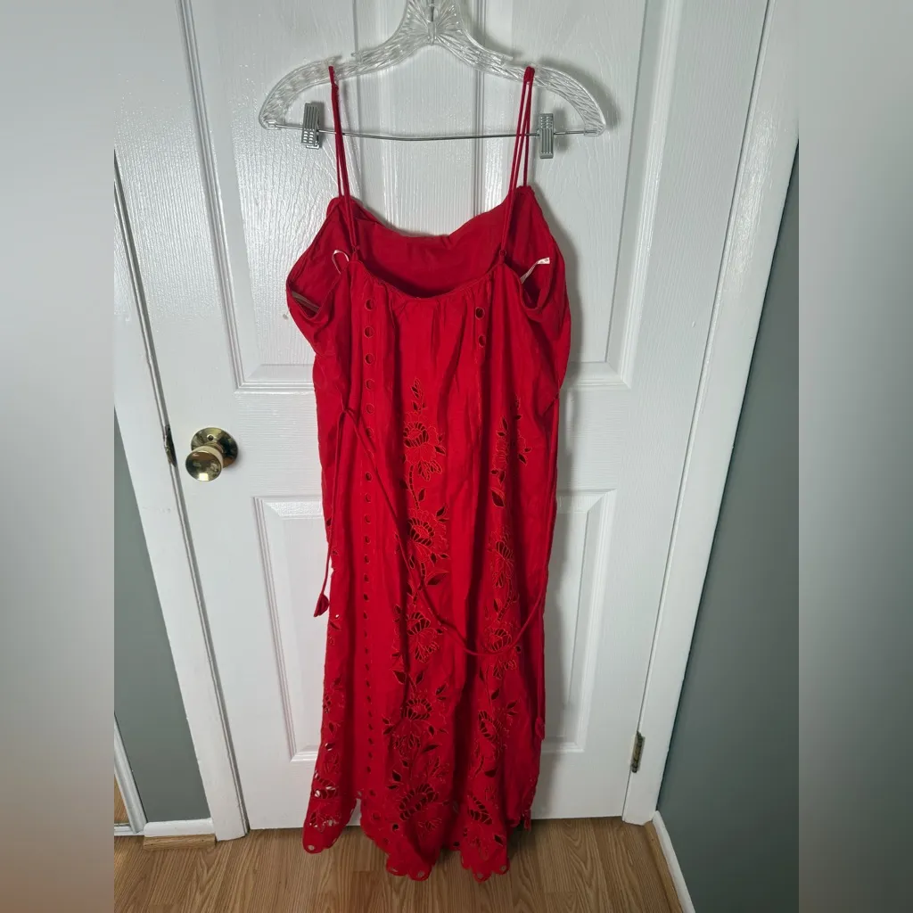 Farm Rio Red Flowers Richelieu Maxi Dress L - Image 4