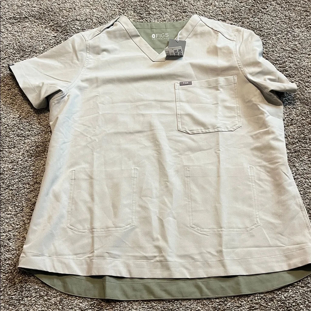 Figs Reversible Scrub Top and Bottoms Desert Sage/Bone 2XL NEW - Image 3